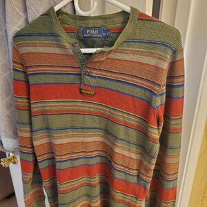 Ralph Lauren Polo Long Sleeve Shirt Green/Red/Blue Men's Small